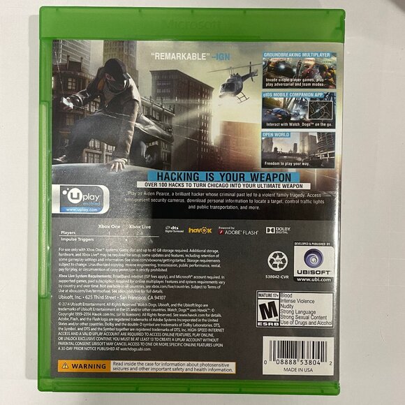 Watch Dogs (Microsoft Xbox One, 2014) Fast Shipping VG Condition - Picture 2 of 11